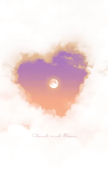 [LINE着せ替え] ハート雲と満月 - ハロウィン パープル 01の画像1