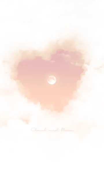 [LINE着せ替え] ハート雲と満月 - ピーチ ピンク 01の画像1