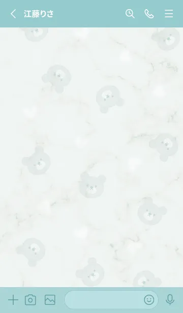 [LINE着せ替え] クマとハート♥ブルーグリーン06_1の画像2