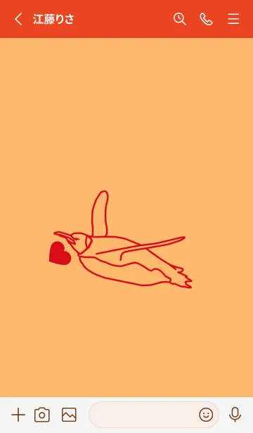 [LINE着せ替え] ペンギンとハート (サンオレンジ)の画像2