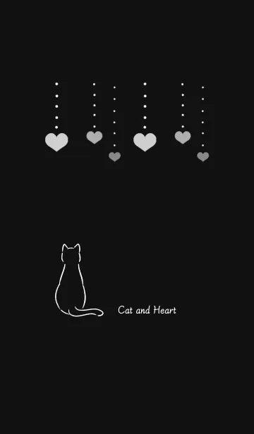 [LINE着せ替え] 猫とハート 2 -ブラック-の画像1