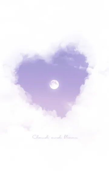 [LINE着せ替え] ハート雲と満月 - ブルー & パープル 02の画像1
