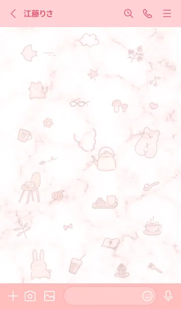 [LINE着せ替え] お洒落な手描きアイコン♥ベビーピンク10_1の画像2