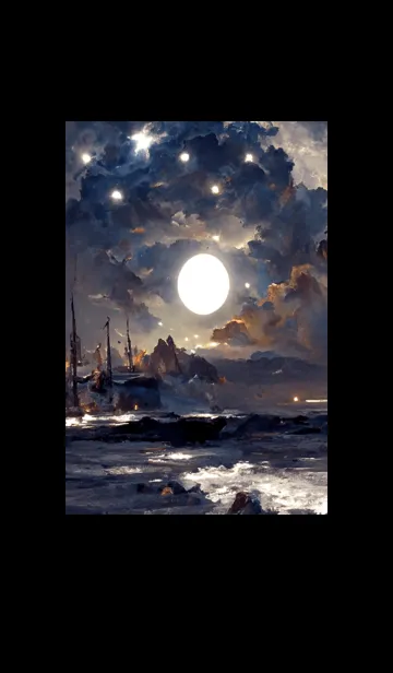 [LINE着せ替え] 月の夜 夜の海 #4_616。の画像1