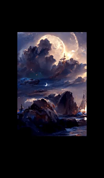 [LINE着せ替え] 月の夜 夜の海 #4_63。の画像1