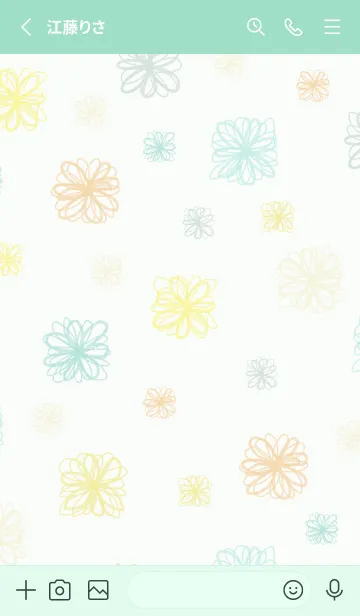 [LINE着せ替え] 手書きの花 グリーンとイエロー22の画像2