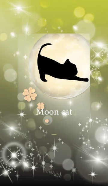 [LINE着せ替え] 黒と黄色 : 幸運の月と猫と四葉の画像1