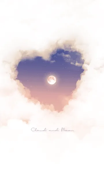 [LINE着せ替え] ハート雲と満月 - ブルー & パープル 01の画像1