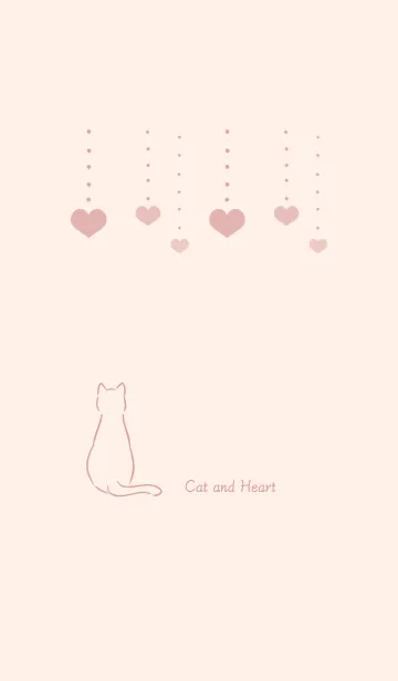 [LINE着せ替え] 猫とハート 2 -ベージュピンク-の画像1