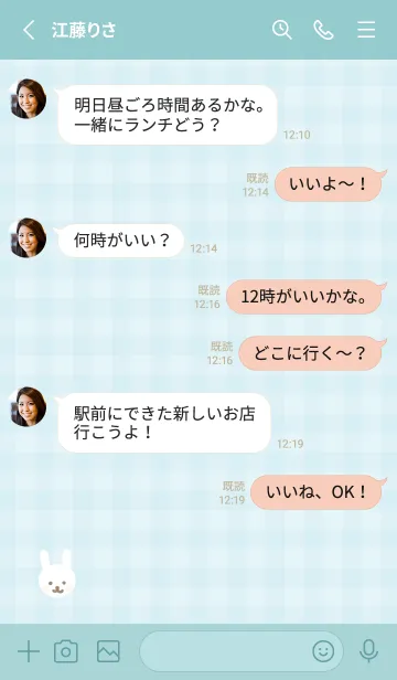 [LINE着せ替え] 白うさぎ チェック14の画像3