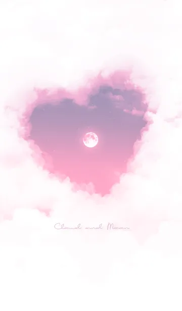 [LINE着せ替え] ハート雲と満月 - パープル & ピンク 03の画像1