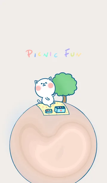 [LINE着せ替え] Picnic Fun J-Light Gray.Gray Red Orangeの画像1