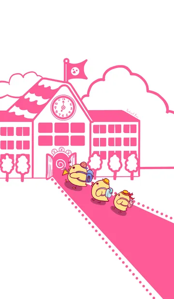 [LINE着せ替え] Duckling school fun-white.Pink Jの画像1