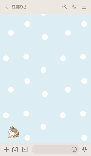 [LINE着せ替え] みつばちハリネズミ 2 -ブルー- ドットの画像2