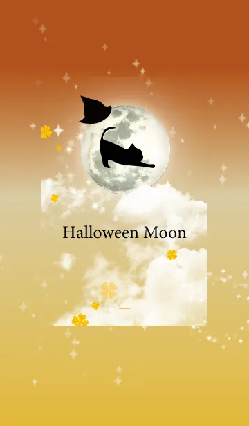[LINE着せ替え] オレンジ : ハロウィンの満月と猫の画像1