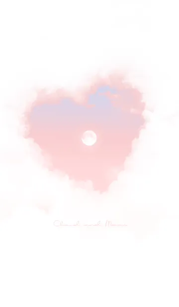 [LINE着せ替え] ハート雲と満月 - ブルー & ピンク 07の画像1