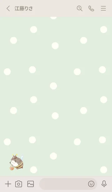 [LINE着せ替え] みつばちハリネズミ 2 -グリーン- ドットの画像2