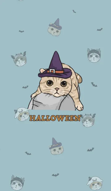 [LINE着せ替え] meow's halloween / water blue .jpの画像1