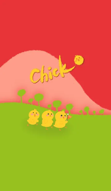 [LINE着せ替え] Little Yellow Chicken J-Red with Greenの画像1