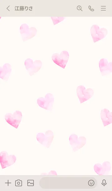 [LINE着せ替え] WatercolorHeart -PINKBEIGE- 28の画像2