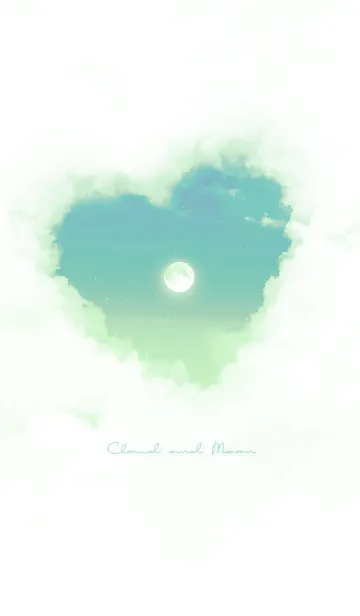 [LINE着せ替え] ハート雲と満月 - ブルー & エメラルド 01の画像1
