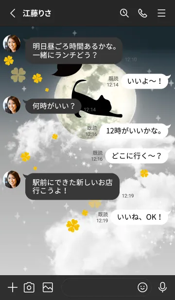 [LINE着せ替え] ブラック : ハロウィンの満月と猫の画像3