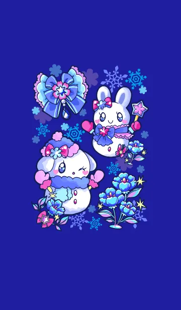 [LINE着せ替え] 雪うさぎと氷の花の画像1
