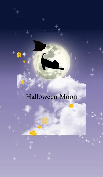 [LINE着せ替え] 紫 : ハロウィンの満月と猫の画像1