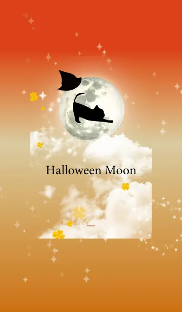 [LINE着せ替え] 赤 : ハロウィンの満月と猫の画像1