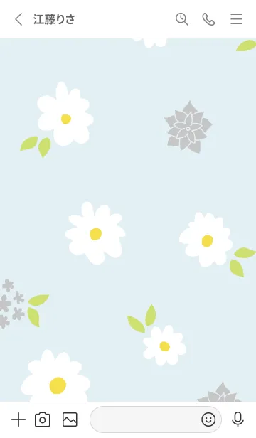 [LINE着せ替え] 白とグレーの花2の画像2