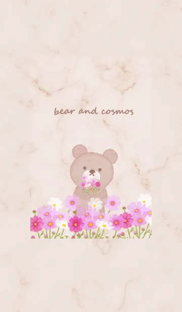 [LINE着せ替え] 秋桜クマと大理石♥ピンクブラウン09_1の画像1