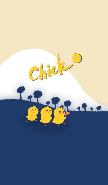 [LINE着せ替え] Little Yellow Chicken J-Dark Blue Beigeの画像1