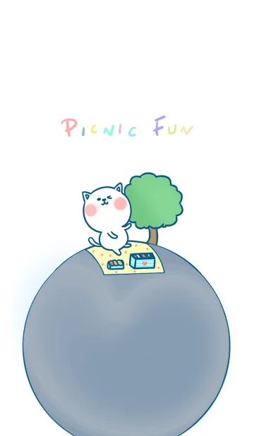 [LINE着せ替え] Picnic Fun J-White Gray Blueの画像1