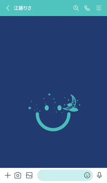 [LINE着せ替え] スマイル＆三日月 紺色の画像2
