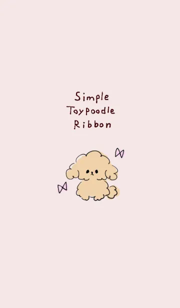 [LINE着せ替え] シンプル トイプードル リボン ピンクの画像1