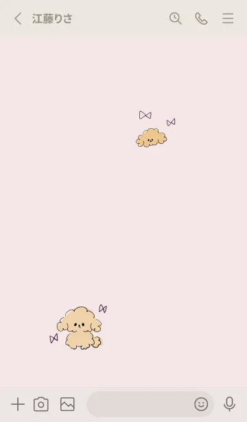[LINE着せ替え] シンプル トイプードル リボン ピンクの画像2