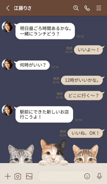[LINE着せ替え] 猫 - ミックス 01 - ダスティネイビーの画像3