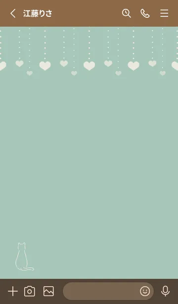 [LINE着せ替え] 猫とハート 2 -ミントグリーン-の画像2