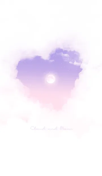 [LINE着せ替え] ハート雲と満月 - パープル 05の画像1