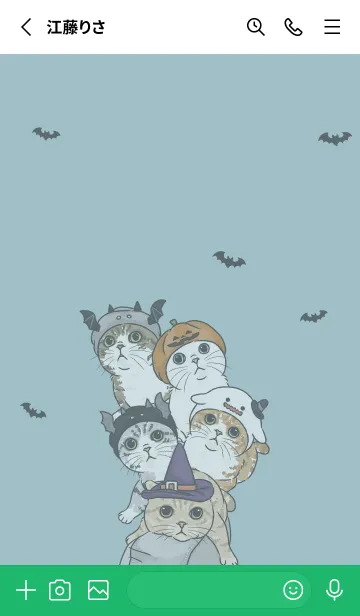 [LINE着せ替え] meow's halloween2 / water blue .jpの画像2