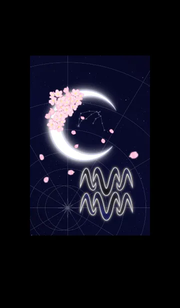 [LINE着せ替え] 水瓶座 三日月と桜の画像1