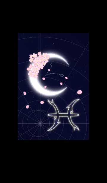 [LINE着せ替え] 魚座 三日月と桜の画像1