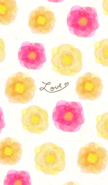 [LINE着せ替え] 水彩 花 暖色系14の画像1