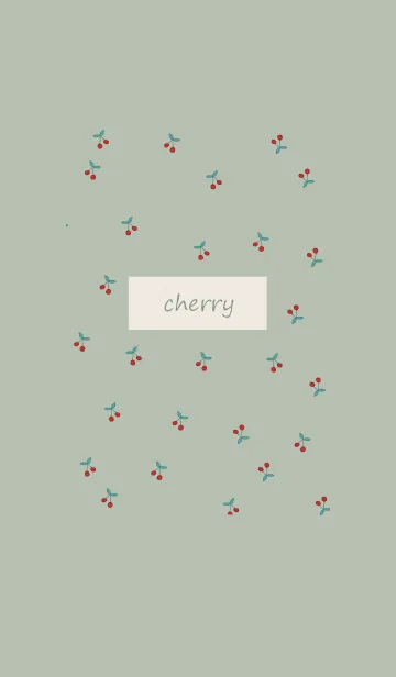 [LINE着せ替え] cherry_pattern #green beigeの画像1