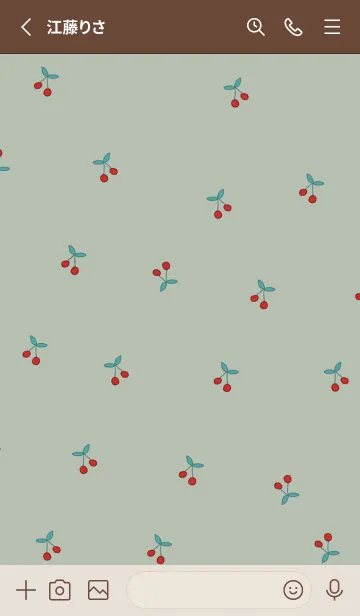 [LINE着せ替え] cherry_pattern #green beigeの画像2