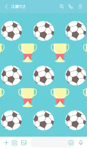 [LINE着せ替え] サッカーの着せかえ ターコイズブルーの画像2