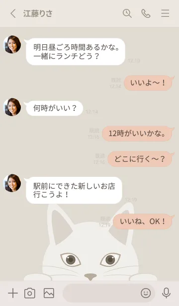 [LINE着せ替え] ベージュとネコの画像3