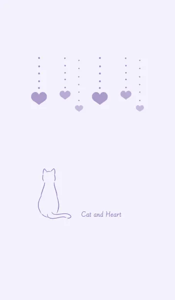 [LINE着せ替え] 猫とハート 2 -パープル-の画像1
