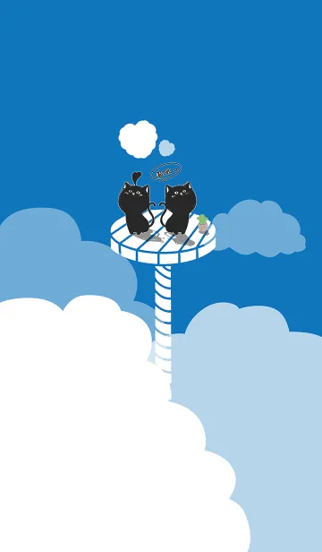 [LINE着せ替え] cat on platform J-blue sky white cloudsの画像1