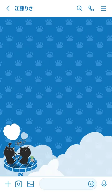 [LINE着せ替え] cat on platform J-blue sky white cloudsの画像2